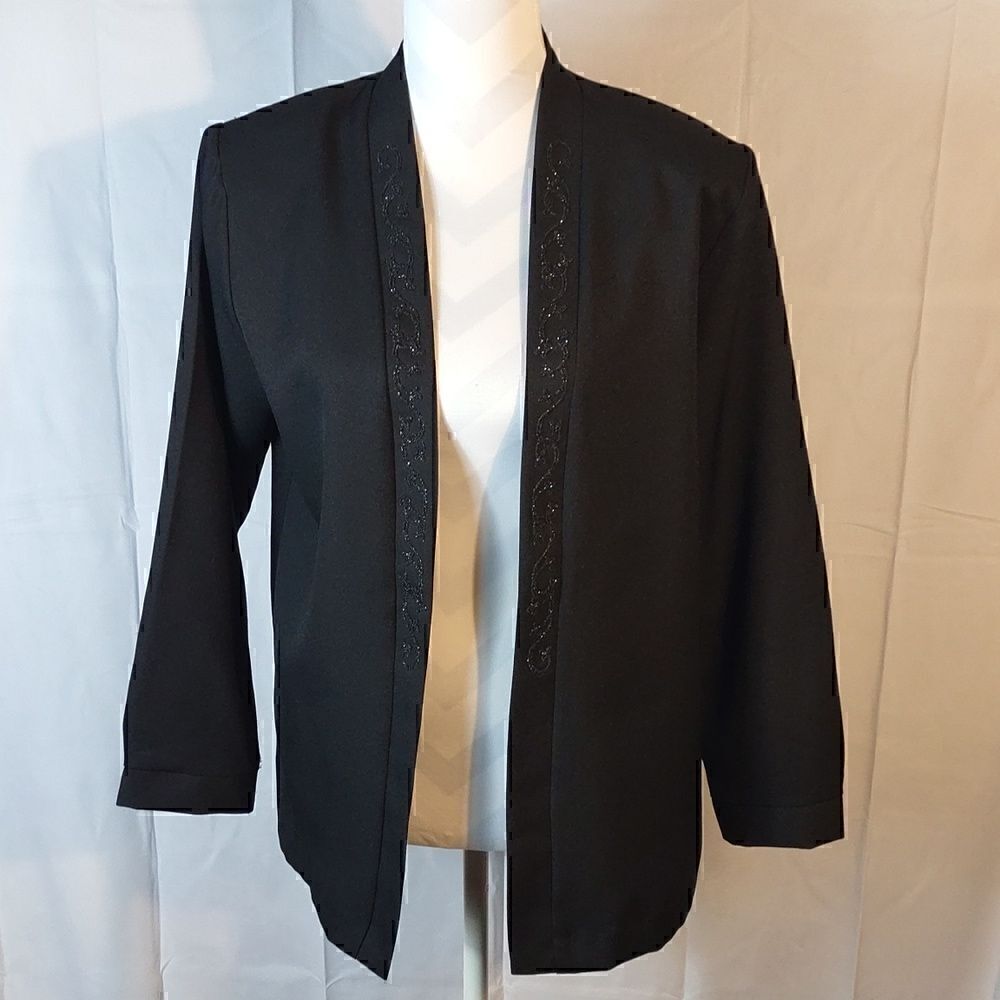 Sara Morgan by Haband Beaded Open Front Women's Blazer